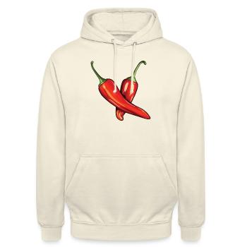 Hot Red Chili Pod Jalapenos Mexique Chaud - Sweat-shirt à capuche unisexe - vanille - Devant - Alina (178cm) & Michal (187cm)