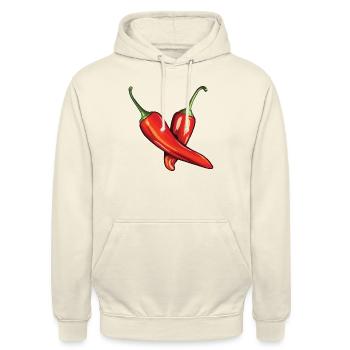 Hot Red Chili Pod Jalapenos Mexique Chaud - Sweat-shirt à capuche unisexe - vanille - Devant - Alina (178cm) & Michal (187cm)