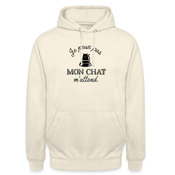 JE PEUX PAS MON CHAT MATTEND - Sweat-shirt à capuche unisexe - vanille - Devant - Alina (178cm) & Michal (187cm)