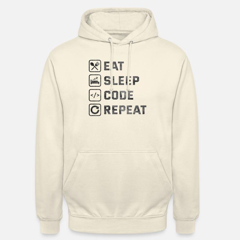 Répétition du code Eat Sleep - Sweat-shirt à capuche unisexe - vanille