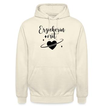 Erzieherin mit Herz - Unisex Hoodie - Vanille-Milchshake - Vorne - Alina (178cm) & Michal (187cm)