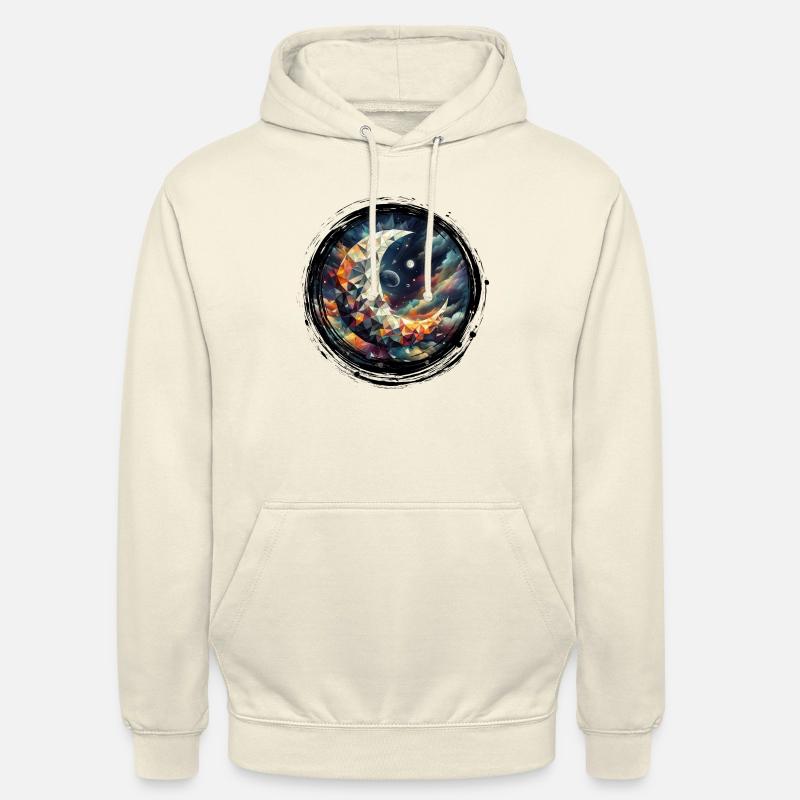Moon Vector Triangles Space Nebula - Circle Black - Unisex Hoodie - vanilla