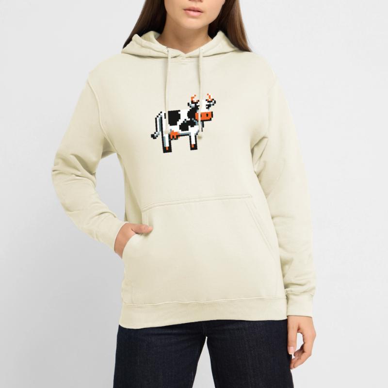 Pixel Cow Retro Pixel Graphics Conception de base 2D Pixel Sweat-shirt à capuche unisexe