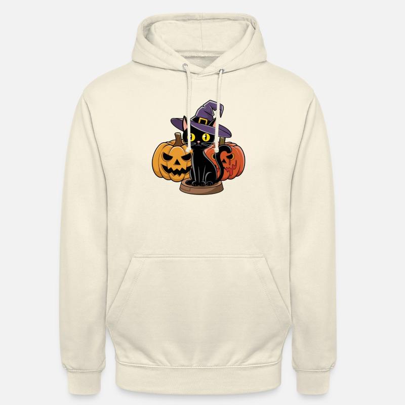 Chat Noir Enchanté d'Halloween - Sweat-shirt à capuche unisexe - vanille