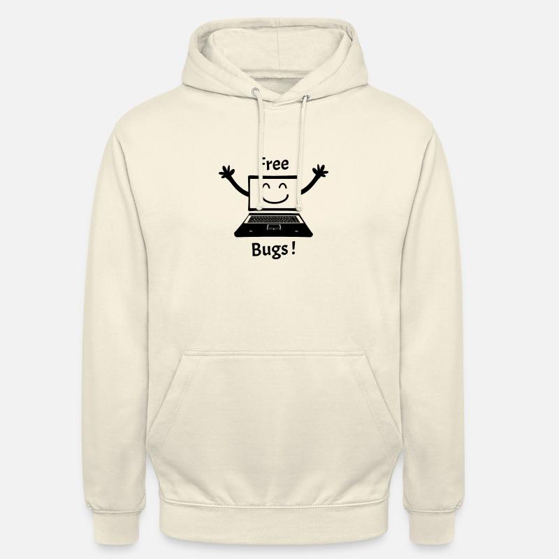 FREE BUGS! (computer, cuddle, hug, computer) - Unisex Hoodie - vanilla