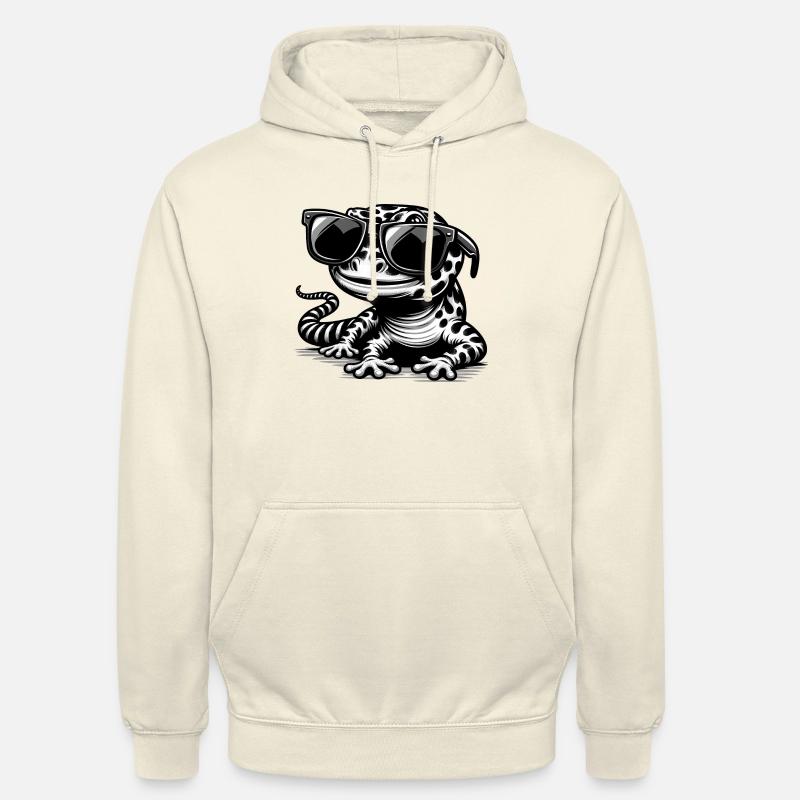 Gecko avec lunettes de soleil - Sweat-shirt à capuche unisexe - vanille