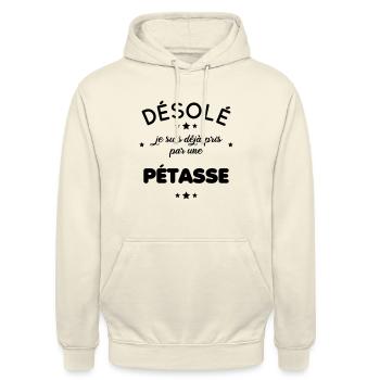 Couple - Désolé je suis déjà pris par une pétasse - Sweat-shirt à capuche unisexe - vanille - Devant - Alina (178cm) & Michal (187cm)