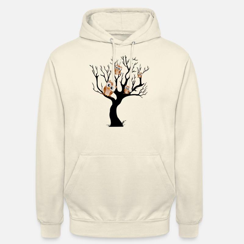 Eule Nachteule auf Baum - Unisex Hoodie - Vanille-Milchshake