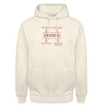 "DevOps Sarcasm | Softwareentwicklung" - Unisex Hoodie - Vanille-Milchshake - Vorne - Alina (178cm) & Michal (187cm)