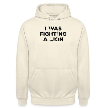 Blessure - Je me suis battu contre un lion - Sweat-shirt à capuche unisexe - vanille - Devant - Alina (178cm) & Michal (187cm)