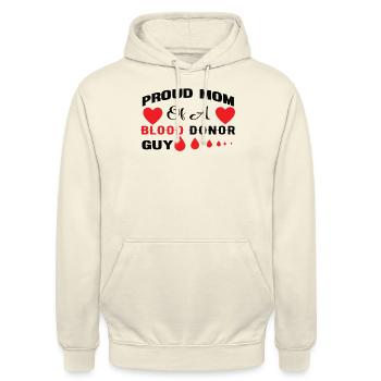Don de sang Don de sang Donneur de sang Maman fils - Sweat-shirt à capuche unisexe - vanille - Devant - Alina (178cm) & Michal (187cm)