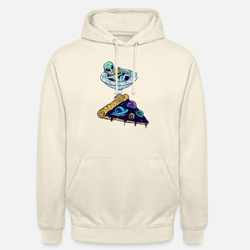 Alien mange une pizza - Sweat-shirt à capuche unisexe - vanille