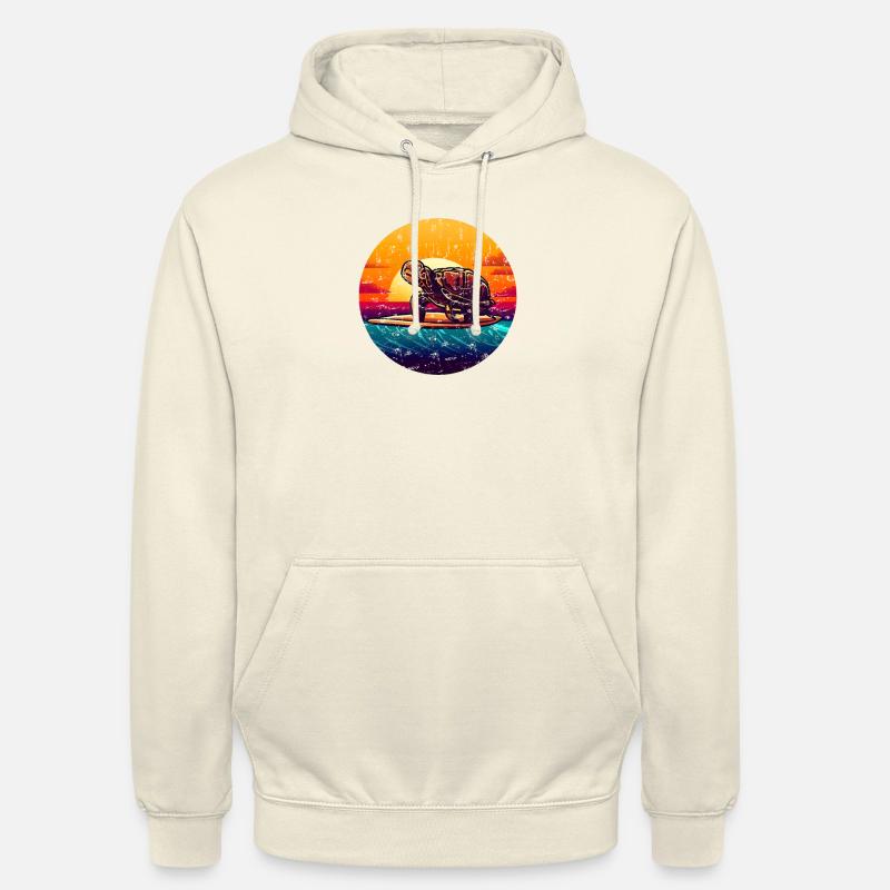 Turtle on surfboard Sunset - Unisex Hoodie - vanilla