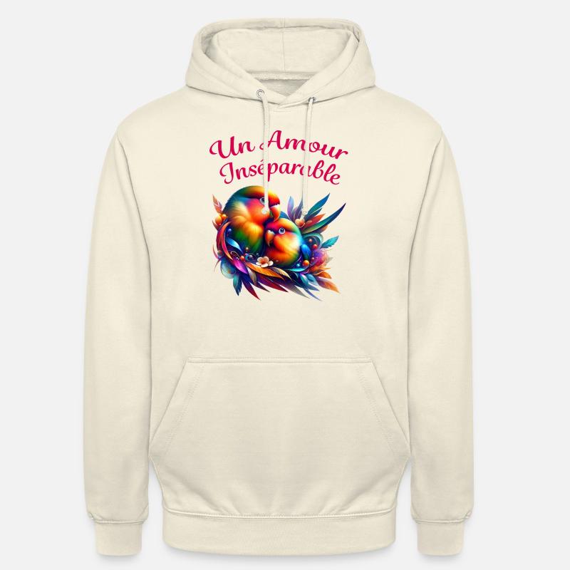Un amour inséparable de deux petits perroquets - Sweat-shirt à capuche unisexe - vanille