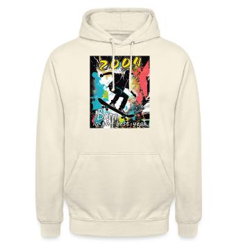 2004 SKAETER Born in the best year - Unisex Hoodie - Vanille-Milchshake - Vorne - Alina (178cm) & Michal (187cm)