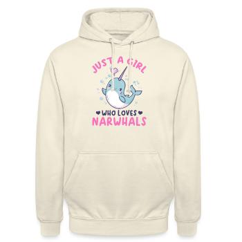 Funny Narwhal Animal Just A Girl Who Loves Narwhal - Unisex Hoodie - Vanille-Milchshake - Vorne - Alina (178cm) & Michal (187cm)