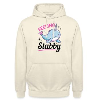 Funny Narwhal Animal Feeling Stabby - Unisex Hoodie - Vanille-Milchshake - Vorne - Alina (178cm) & Michal (187cm)