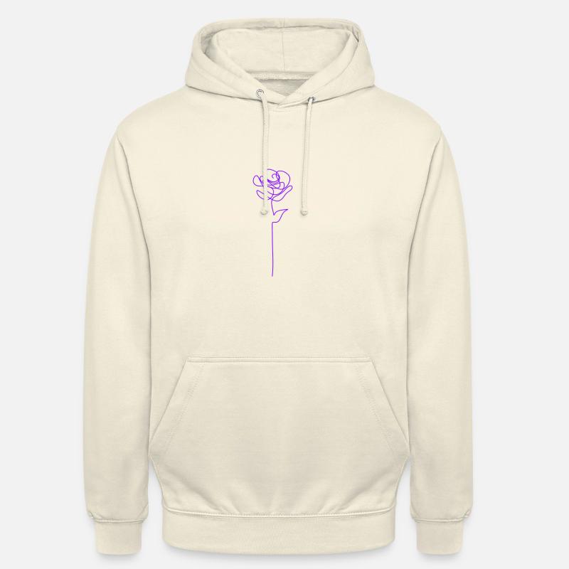 Fleur violette en Line art - Sweat-shirt à capuche unisexe - vanille