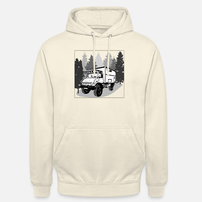 Camping - Unimog - Aventure - Oldtimer - Sweat-shirt à capuche unisexe - vanille