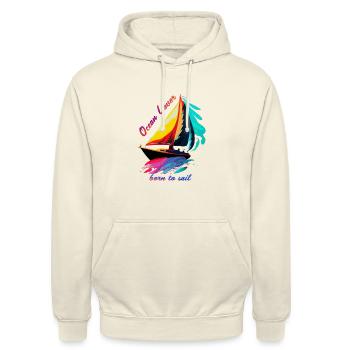 Ocean Lover, born to sail. Voilier - Sweat-shirt à capuche unisexe - vanille - Devant - Alina (178cm) & Michal (187cm)