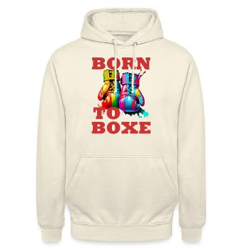 Born to Boxe. Gants de Boxe coloré - Sweat-shirt à capuche unisexe - vanille - Devant - Alina (178cm) & Michal (187cm)
