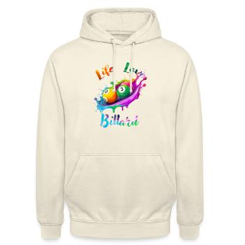 life love billard - Sweat-shirt à capuche unisexe - vanille - Devant - Alina (178cm) & Michal (187cm)