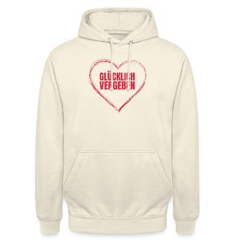 GLÜCKLICH VERGEBEN - Unisex Hoodie - Vanille-Milchshake - Vorne - Alina (178cm) & Michal (187cm)