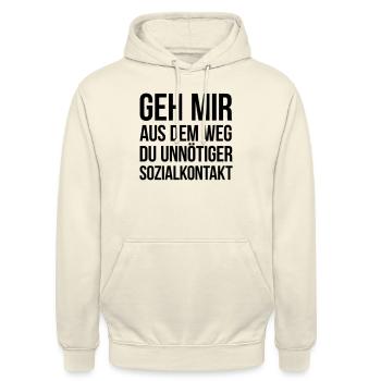 Geh mir aus dem Weg du unnötiger Sozialkontakt - Unisex Hoodie - Vanille-Milchshake - Vorne - Alina (178cm) & Michal (187cm)
