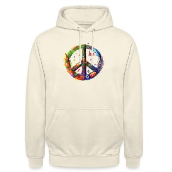 Peace Bird - Unisex Hoodie - Vanille-Milchshake - Vorne - Alina (178cm) & Michal (187cm)