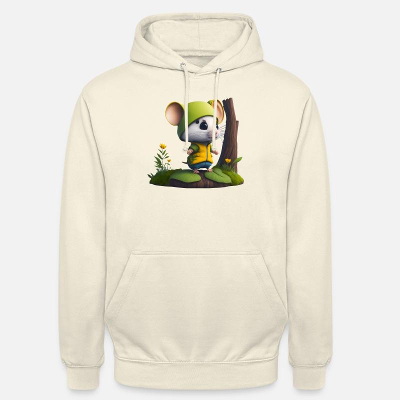 Cute mouse with cap and jacket - Unisex Hoodie - vanilla