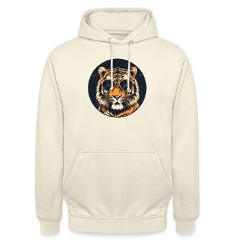 Tiger with sunglasses, cat, striped predatory animal - Unisex Hoodie - vanilla - Front - Alina (178cm) & Michal (187cm)