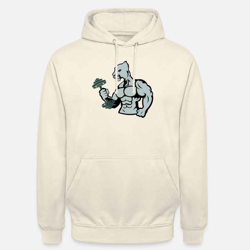 Bodybuilder Jaguar Dumbbell - Unisex Hoodie - vanilla