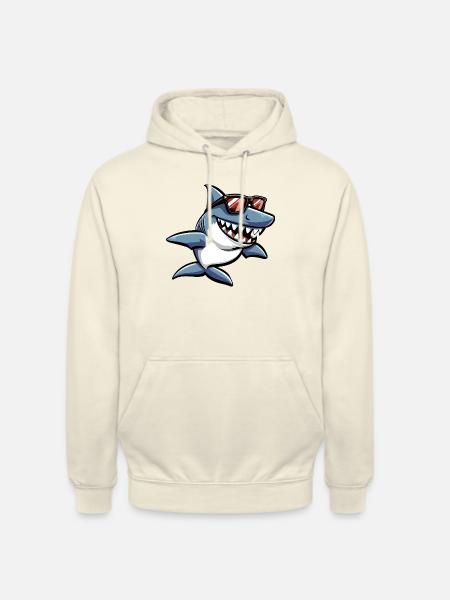 Shark Fish Sunglasses Funny - Unisex Hoodie - vanilla