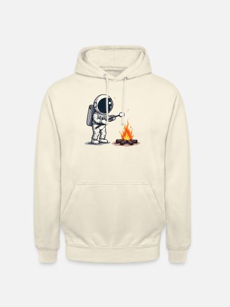 Astronaut roasting marshmallow at campfire - Unisex Hoodie - vanilla
