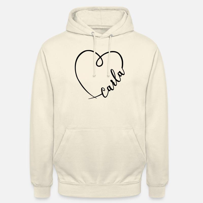 Carla navn kalligrafi hjerte - Unisex-hettegenser - vanilje-milkshake