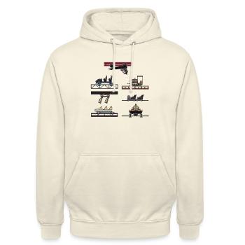 Phantasialand Achterbahnwagen - Unisex Hoodie - Vanille-Milchshake - Vorne - Alina (178cm) & Michal (187cm)