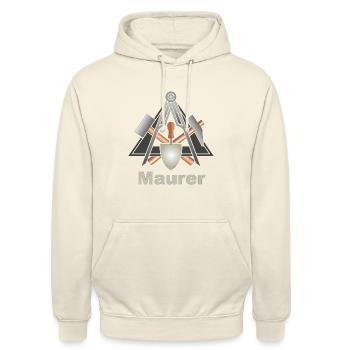 Handwerkszeichen, Maurer, Logo, Wappen - Unisex Hoodie - Vanille-Milchshake - Vorne - Alina (178cm) & Michal (187cm)