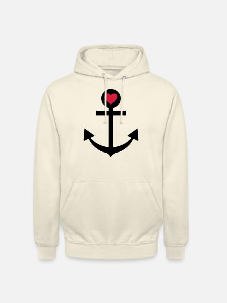 anchor captain star love - Unisex Hoodie - vanilla