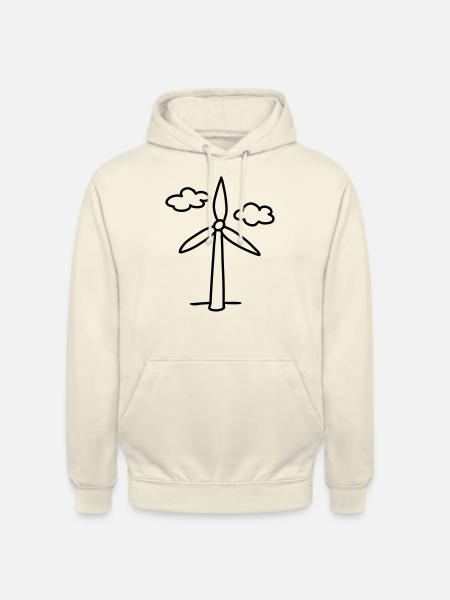 Wind turbine - green energy - line - Unisex Hoodie - vanilla