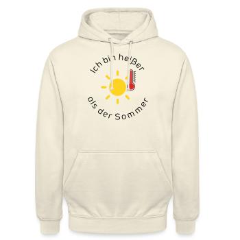Ich bin heißer als der Sommer - Unisex Hoodie - Vanille-Milchshake - Vorne - Alina (178cm) & Michal (187cm)