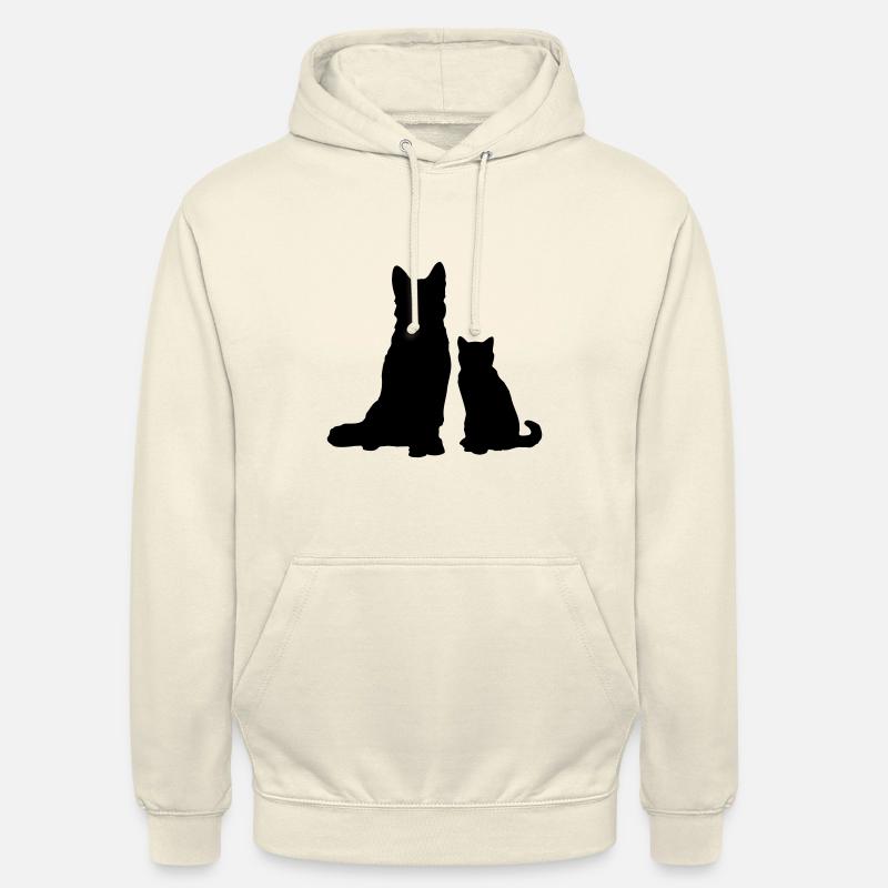 Chien avec chat / chien avec chat / chien avec chat - Sweat-shirt à capuche unisexe - vanille