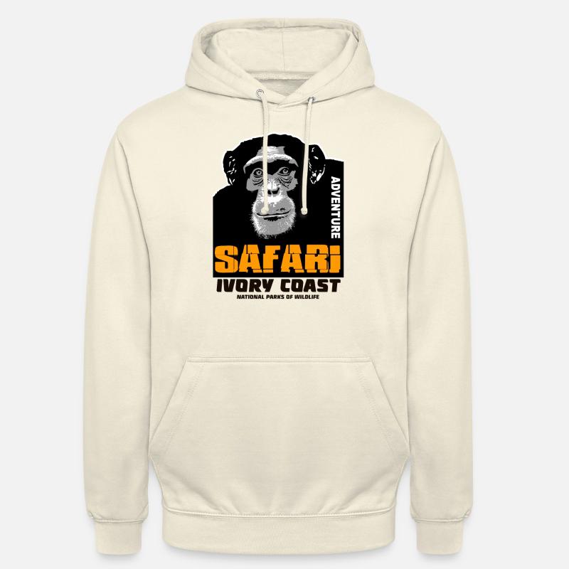 Côte d’Ivoire - Chimpanzés - Sweat-shirt à capuche unisexe - vanille