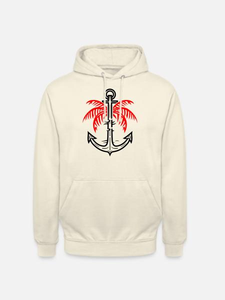 Palm Tree Anchor Icon - Unisex Hoodie - vanilla