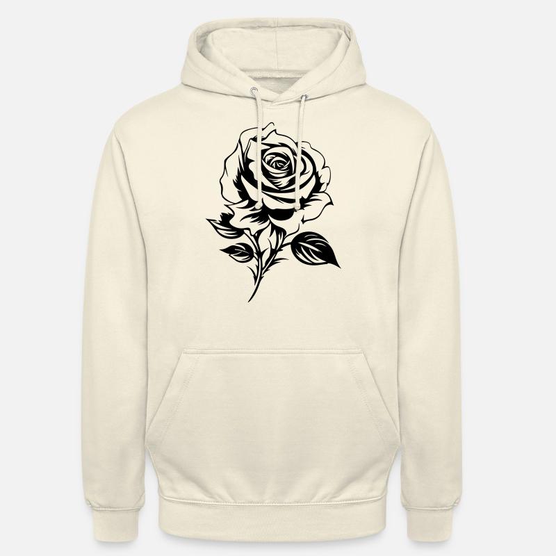 Rose Silhouette Fleur Amour - Sweat-shirt à capuche unisexe - vanille