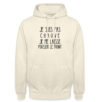 je suis pas chauve - Sweat-shirt à capuche unisexe - vanille - Devant - Alina (178cm) & Michal (187cm)