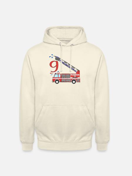 Fire engine 9th birthday - Unisex Hoodie - vanilla