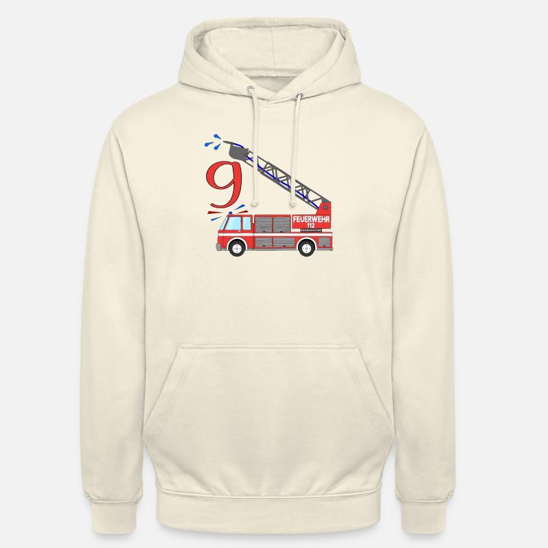 Fire engine 9th birthday - Unisex Hoodie - vanilla
