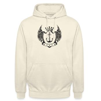 Anker Wappen - Unisex Hoodie - Vanille-Milchshake - Vorne - Alina (178cm) & Michal (187cm)