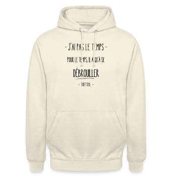 J ai pas le temps pour le temps débrouiller seul - Sweat-shirt à capuche unisexe - vanille - Devant - Alina (178cm) & Michal (187cm)