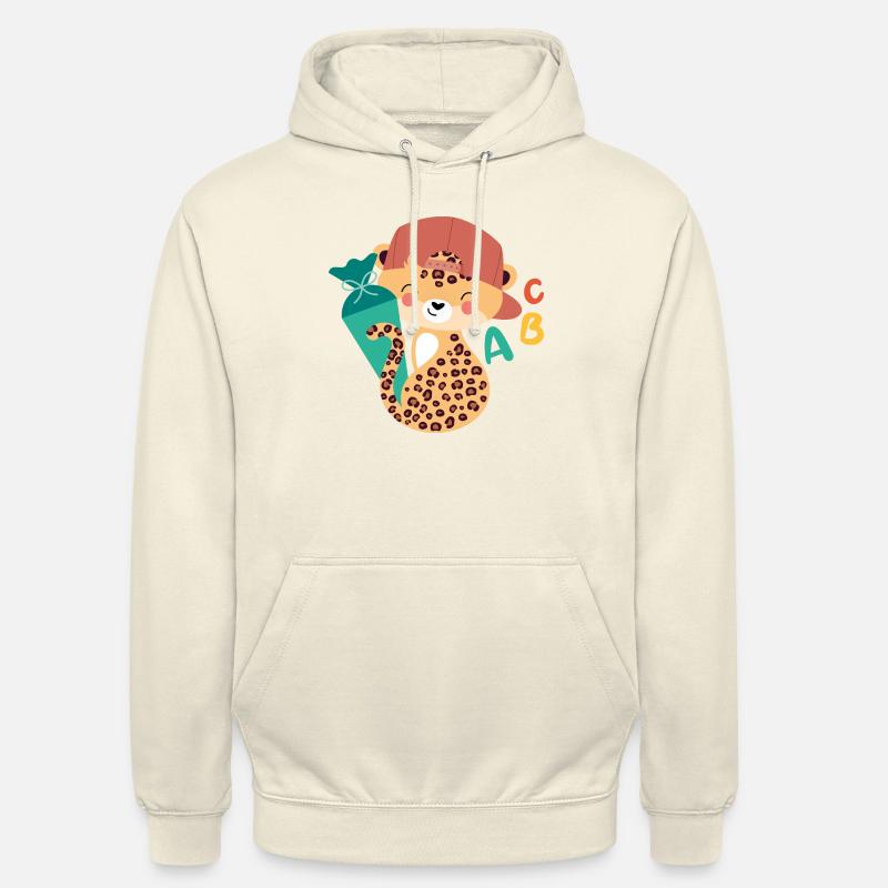 Léopard avec cône d’écolier - Sweat-shirt à capuche unisexe - vanille